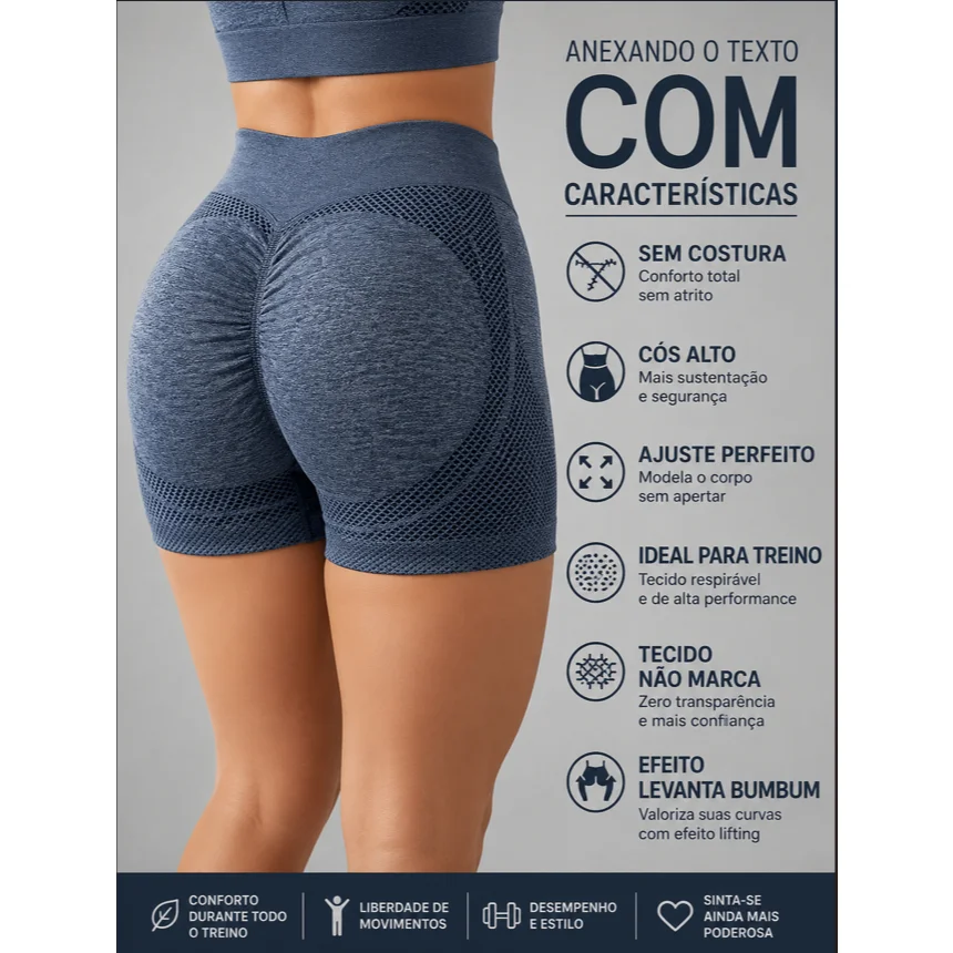 Short Fitness Cintura Alta Levanta Bumbum