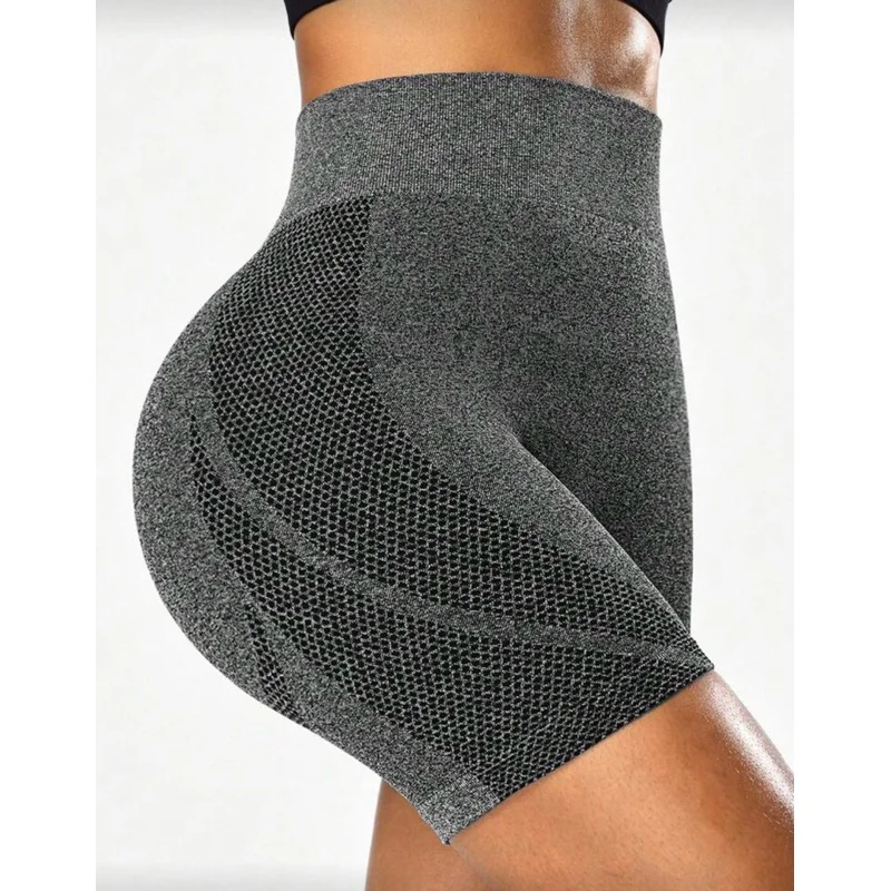 Short Fitness Sem Costura Cintura Alta Cinza
