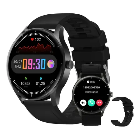 Smartwatch PEJE ZW02 Tela Touch HD 1.28″ 1ATM À Prova d’Água 2 Pulseiras Bluetooth Chamadas 123+ Modos Esportivos Masculino e Feminino para Android iOS
