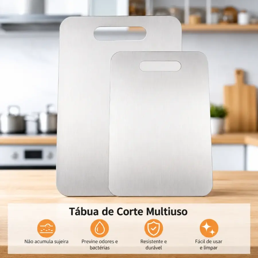 Tábua de Corte de Aço Inox Antibacteriana