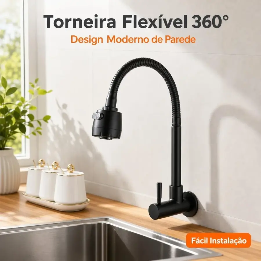 Torneira Gourmet Inox com Chuveiro Giratório