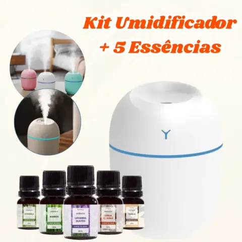 Umidificador Portátil com 3 Essências